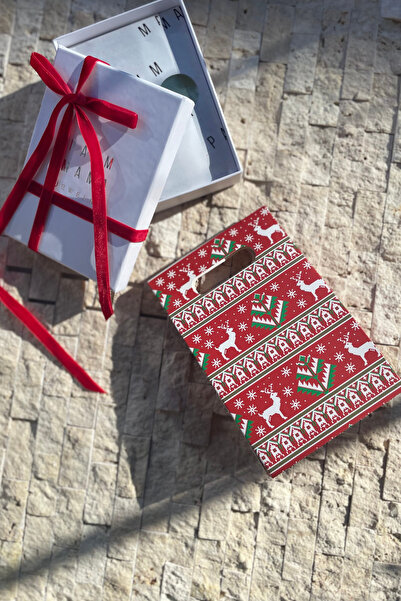 PALMMAMA Red Winter Pattern Red Small Size Cardboard New Year Gift Package Clutch Bag