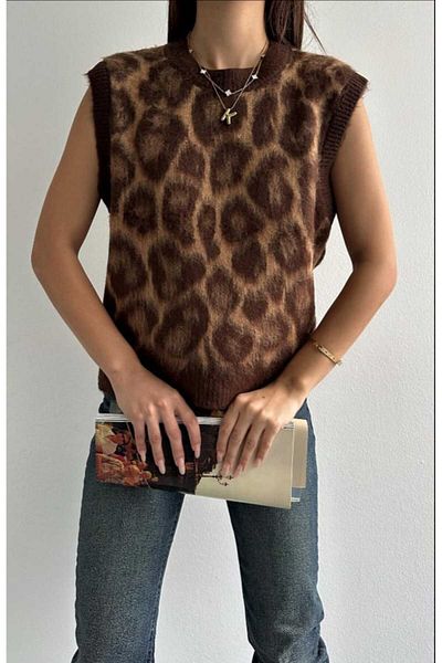 yeditepe fashion Cycling Neck Leopard Patterned Knitting Sweater