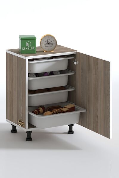 Kenzlife Sepetli Mutfak Dolabı Ruberukapak Crd 062X45X30 Kapaklı Banyo Çamaşır Beyaz 4 Lü Sepet