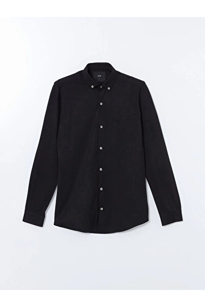 LC Waikiki Ανδρικό πουκάμισο με μακρυμάνικο γαμπαρντίνα LCWAIKIKI Classic Bla...