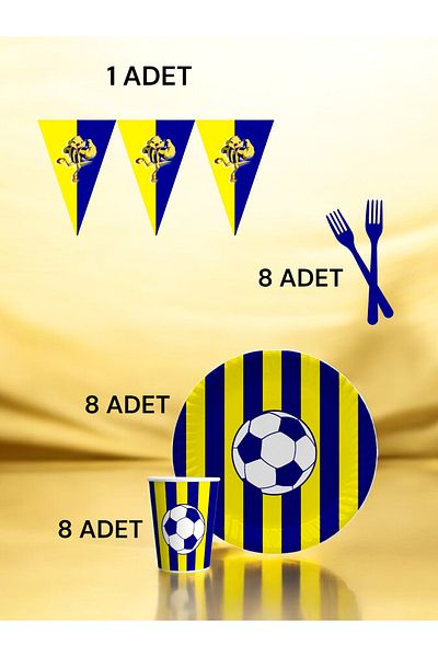 VibeHome 8-Person Navy Blue Yellow Fan S Pack - Birthday Party and Fun Events