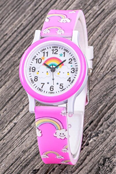 Saattino Çocuk Saatleri Şık Analog Gökkuşağı Çocuk Saati Bileklik Kombini ST-...