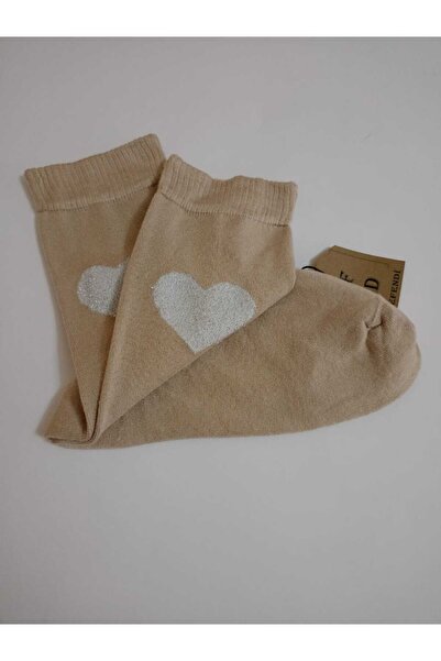 ENEFENDİ Меки дамски светлокафяви чорапи - с пайети, сърцевиден мотив, без шевове, коледни чорапи 36-40