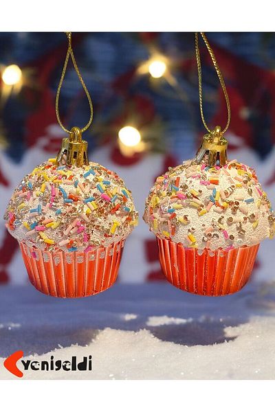 Yenigeldi Κόκκινο 6 εκ. Διακοσμήσεις για πάρτι Cupcake, Χριστουγεννιάτικο Δέντρο Cupcake Πρωτοχρονιάτικο Στολίδι για πάρτι γενεθλίων T-74