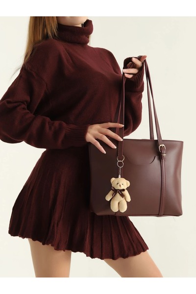 Snowdrop Geantă de umăr cu fermoar cu accesorii pentru ursuleț