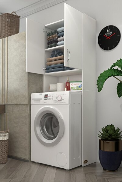 Kenzlife Çamaşır Makinesi Dolabı Sinem Byz 180*066*30 Banyo Kiler Kapaklı Arkalıklı