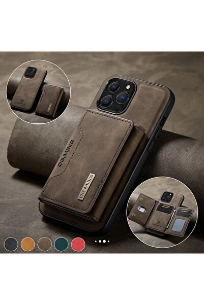 MEGA CASE Apple iPhone 15 Pro Max Compatible Leather (Suni) Magnetic Detachable Wallet Back Cover Case Brown