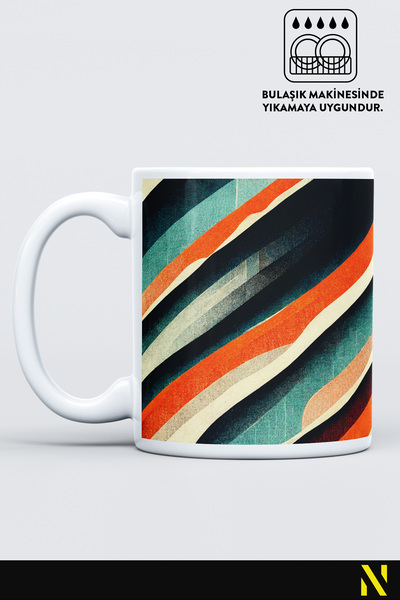 nilizma كوب بورسلين بنمط تجريدي سعة 330 مل