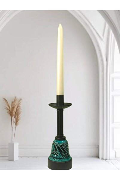 DEDE TEKLİ METAL ÇAN MUMLUK YEŞİL ÇİNİLİ UZUN