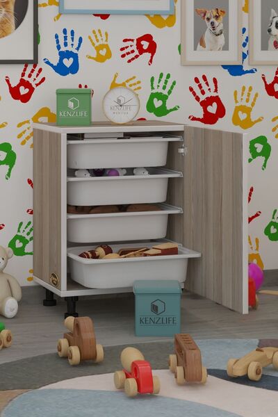 Kenzlife Sepetli Mutfak Dolabı Ruberukapak Crd 062X45X30 Kapaklı Banyo Çamaşır Beyaz 4 Lü Sepet