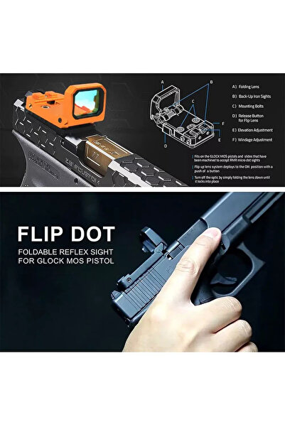 Bosile Taktik RMT Flip Red Dot Sight Holografik Refleks Katlama Kapsamı 20mm Picatinny Mount Tan Rengi