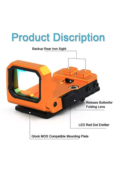 Bosile Taktik RMT Flip Red Dot Sight Holografik Refleks Katlama Kapsamı 20mm Picatinny Mount Tan Rengi