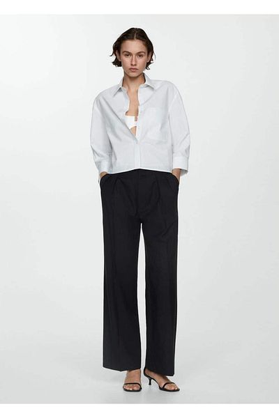 MANGO Woman Cămașă în dungi 100% bumbac