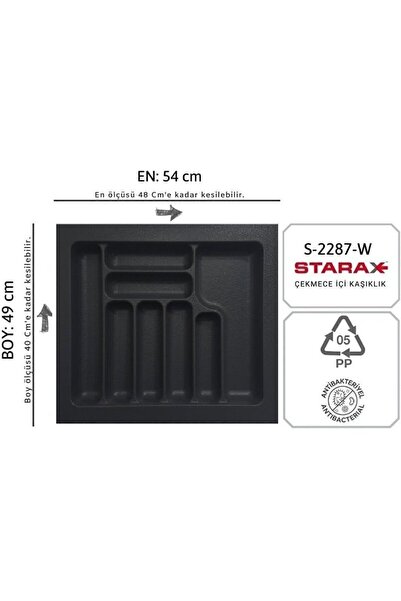 woodhub S-2287-g 54x49 Γκρι πλαστική θήκη για κουτάλια στο συρτάρι, μπορεί να...
