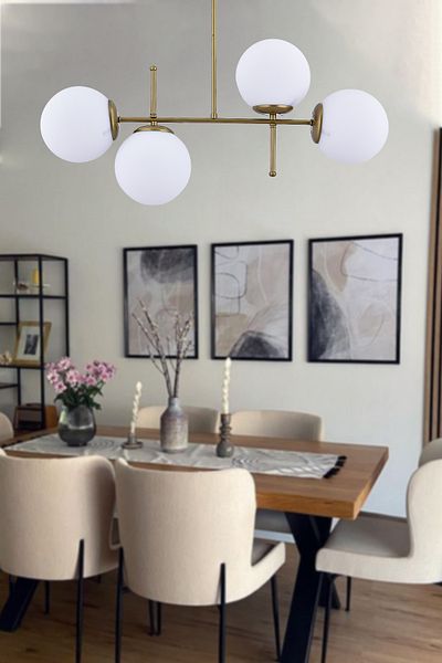 retro home design Retro 4-Piece Glass Row Plafonier Pendant Lamp White Glass Chandelier