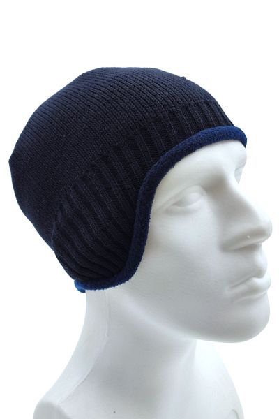 AXE SPORTSWEAR Navy Blue Winter Beret with Fleece Inside and Earmuffs
