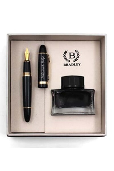 Çelik Kişiye Özel Bradley Dolma Kalem & Özel Şişeli Mürekkep VIP Kutulu Dolma Kalem Seti