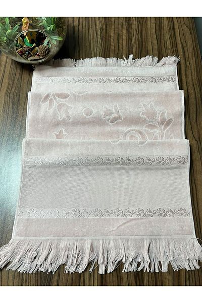 mihriban 2 τεμάχια 50x90 Soft Etamin - Πετσέτα προσώπου με ζακάρ και πούδρα με κρόσσια, κέντημα στα σταυροβελονιά