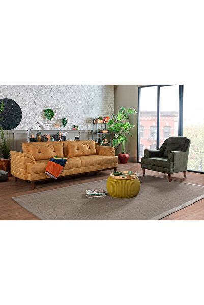 Perla Sofa Madrid Koltuk Takımı Bora Hardal Yeşil