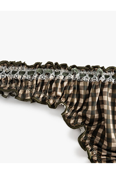 Koton Checkered Ruffled String Panties with Lace Detail