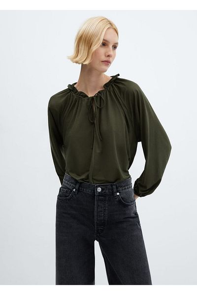 MANGO Woman Bluză cu mâneci pepene verde