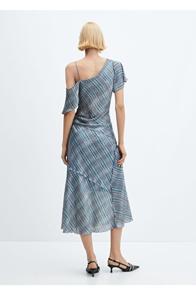 MANGO Woman Kareli Saten Midi Etek