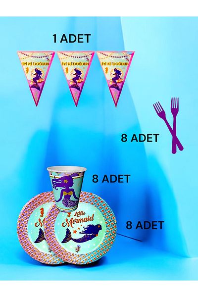 VibeHome Mermaid Themed S Pack for 8 - Birthday Party and Fun Events