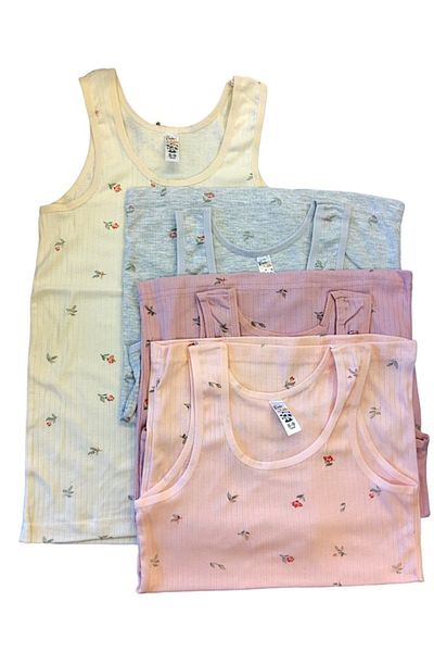 North Girl's Derby Rib - 6 Pieces 100% Cotton, Ribbed Camisole, Thick Sling