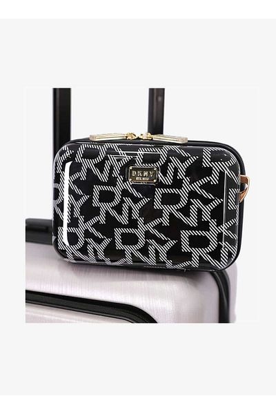 Dkny Monogram Print Hardcase Utility Bag with Zip Closure
