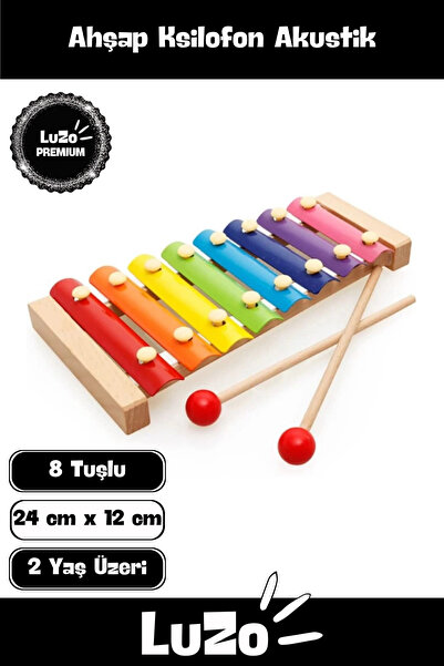 LuZo Premium Seri Tın Ayarlı Eğitici Akustik 8 Nota 8 Ton 8 Tuşlu Sesli Ahşap...