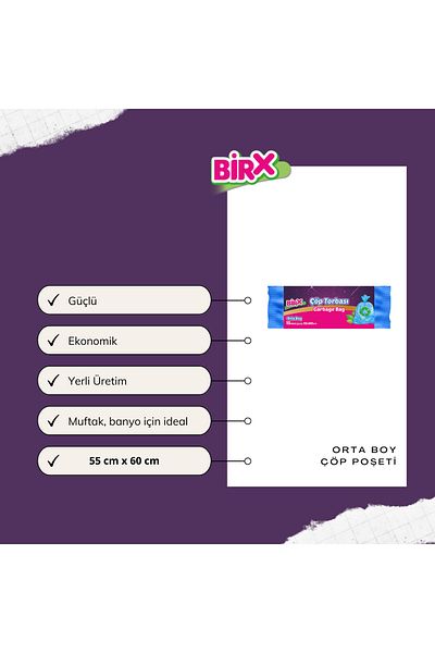 BIRX Garbage Bag Medium Size 55X60 cm 12 Rolls of 15 Garbage Bags