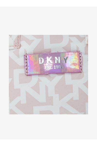 Dkny Monogram Print Pouch with Double Handle and Drawstring Closure