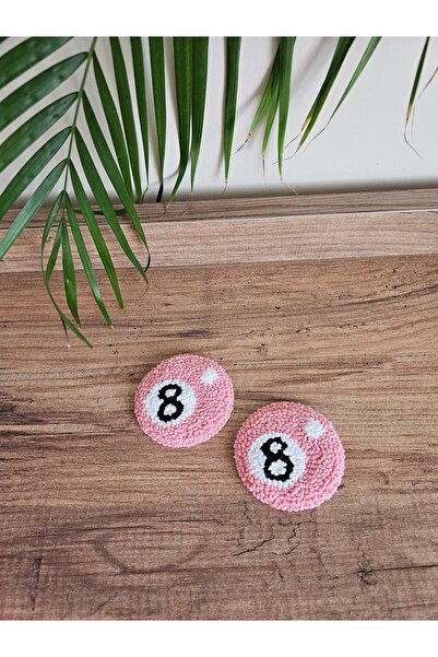 MAMS ACCESSORIES Punch Pembe 8 Top Araba Bardak Altlığı Punchneedle 2 adet ta...