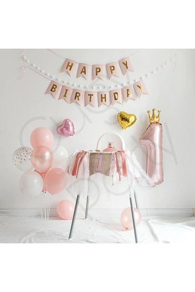 CUGY Retro Pink Queen Crowned Figure Girl Birthday Decoration Party Set