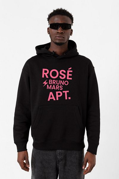 Tshirthane Мъжки суитшърт с качулка BLACKPINK ROSE BRUNO MARS APT, черен