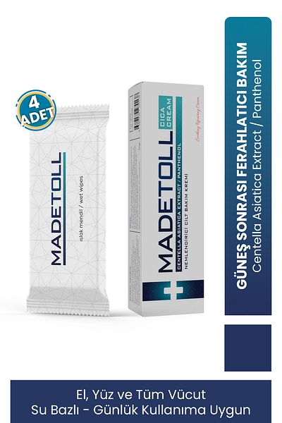 Madetoll Moisturizing and Soothing Care Cream for After Sun - 4 Single Wet Wipes