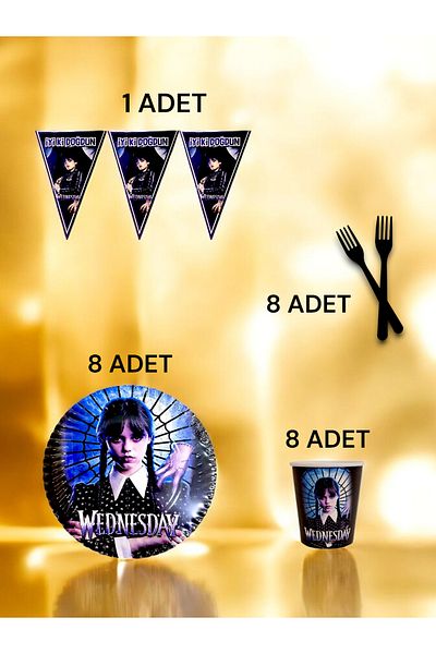 VibeHome Wednasday Themed S Pack for 8 - Birthday Party and Fun Events