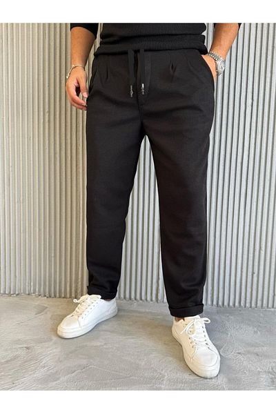 Butik Karaca ανδρικό ιταλικό μοντέλο baggiy fit harvest palazzo pleat λεπτομέρεια παντελόνι polyviscone
