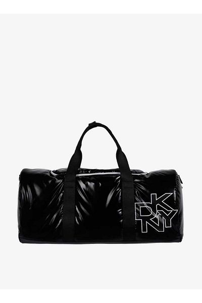 Dkny Logo Print Duffel Bag with Handles and Detachable Strap
