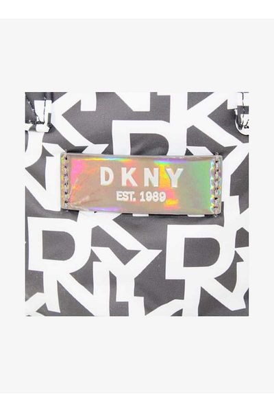 Dkny Monogram Print Pouch with Double Handle and Drawstring Closure