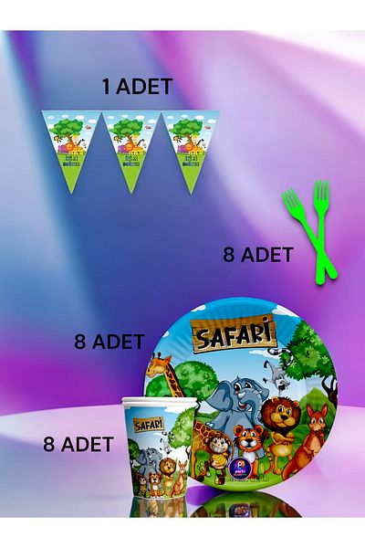 VibeHome Safari Themed S Pack for 8 - Birthday Party and Fun Events