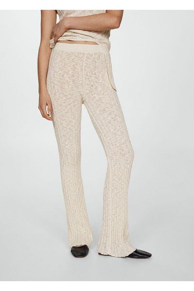 MANGO Woman Ribbed Knitwear Flared Trousers