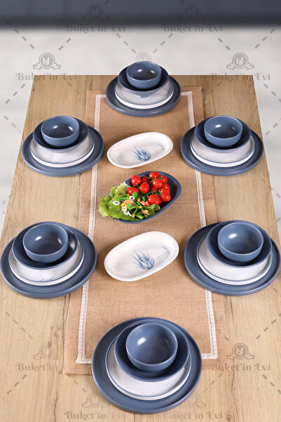 Keramika Blue Magic Kaktüs 6 Kişilik 27 Parça Yemek Takımı