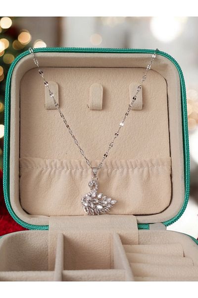 Violetta Jewelry Zircon Stone Swan Steel Necklace