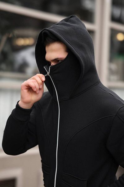 eg38 Μπουφάν Ninja 3 Thread με φερμουάρ μαύρο
