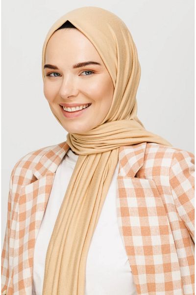 FRESCO SCARFS Latte Color Hijab Hijab Şal Pieptănat