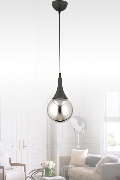 ESSLİGHT Mila Single Pendant Chandelier (Smoked Glass) Entrance Hall Young Room
