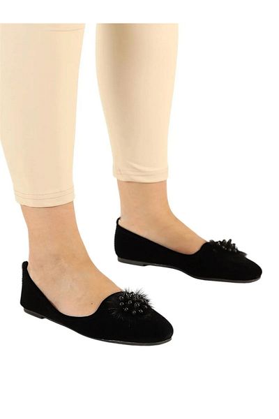 Ayakkabı Ülkesi Black Grape New Model Textile Γυναικεία παπούτσια μπαλαρίνας για το σπίτι