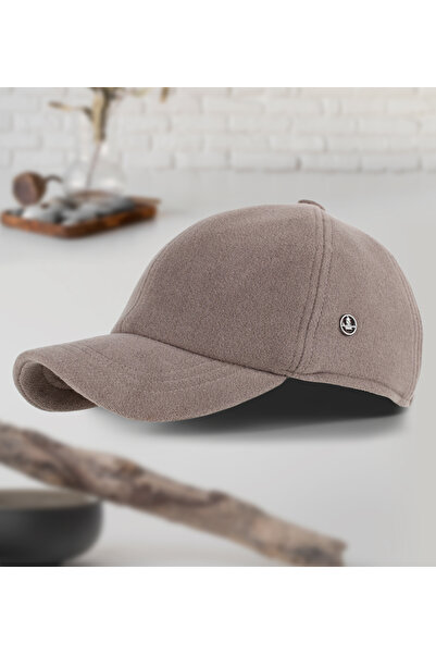 KARNAS ŞAPKA Beige Wool Cup Winter Fabric Sports Hat / Sweatproof Satin Quilted Stitched Lining