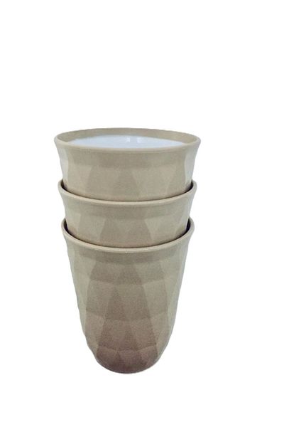 HOBBY LİFE 0.35 Liter Prism Glass Set of 3 - Cream